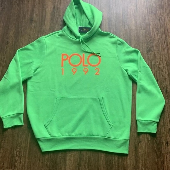 Men’s Polo Ralph Lauren Polo 1992 Logo Hoodie Green Size XL New - Picture 1 of 6